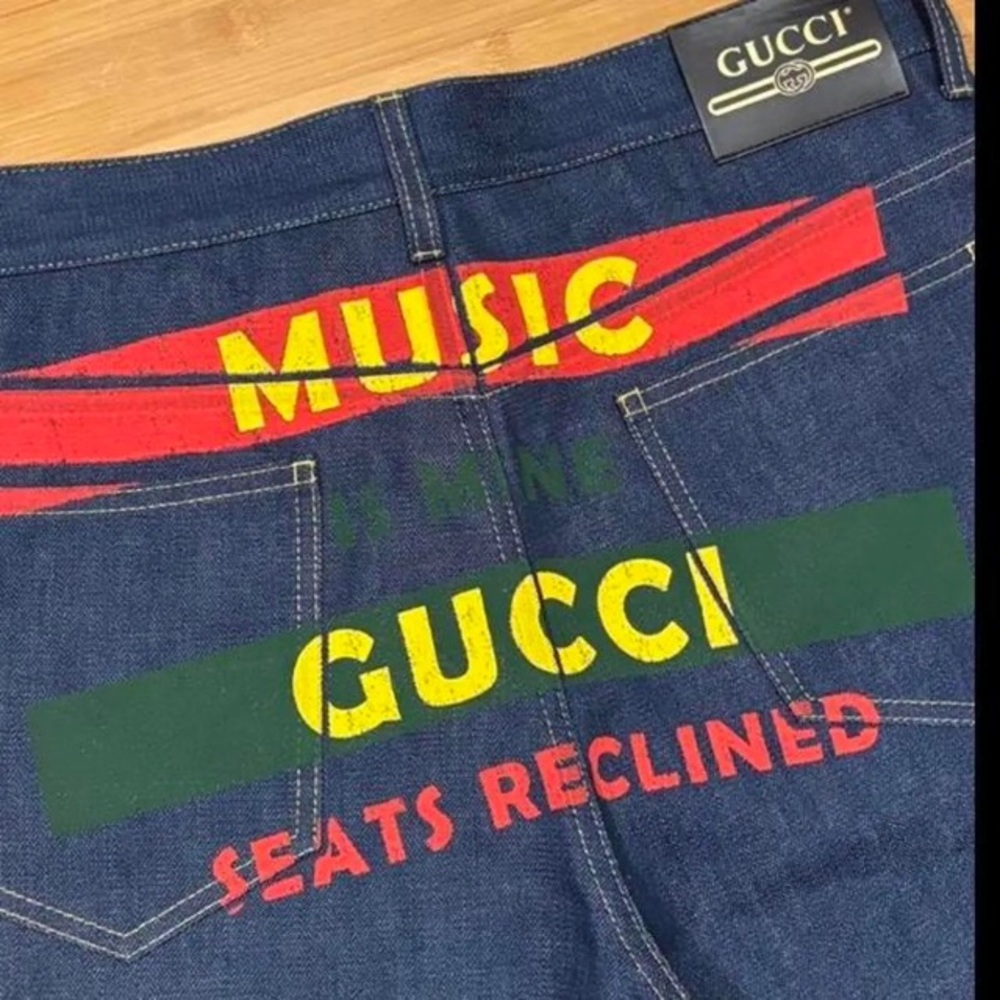 Gucci Blue Jean Shorts with Red and Yellow Details - Picture 2 of 8